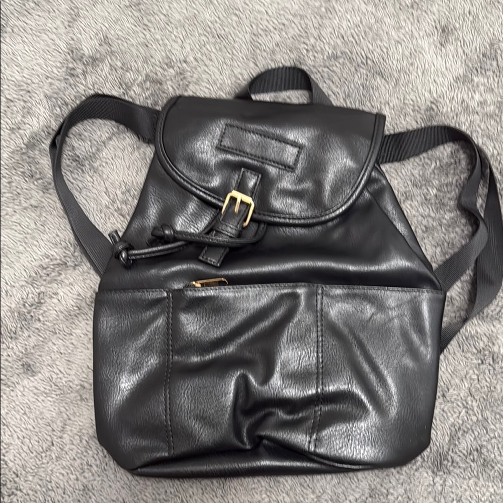 Elegant Black Leather Backpack